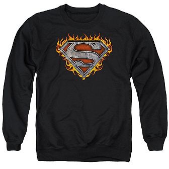 Superman Iron Fire Shield Adult Crewneck Sweatshirt