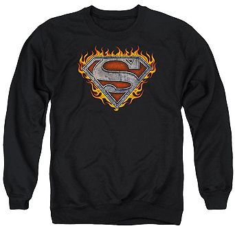 Superman Iron Fire Shield Adult Crewneck Sweatshirt