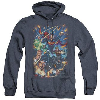 Justice League of America Under Attack Adult Heather Hoodie