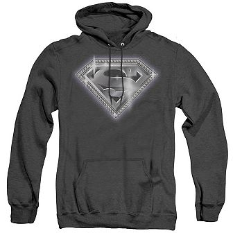 Superman Bling Shield Adult Heather Hoodie