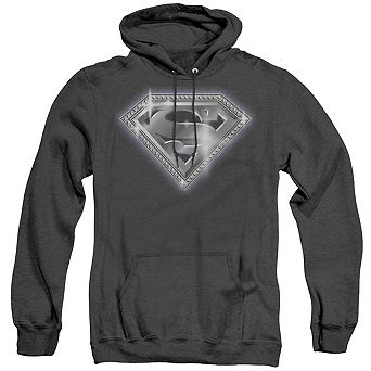Superman Bling Shield Adult Heather Hoodie