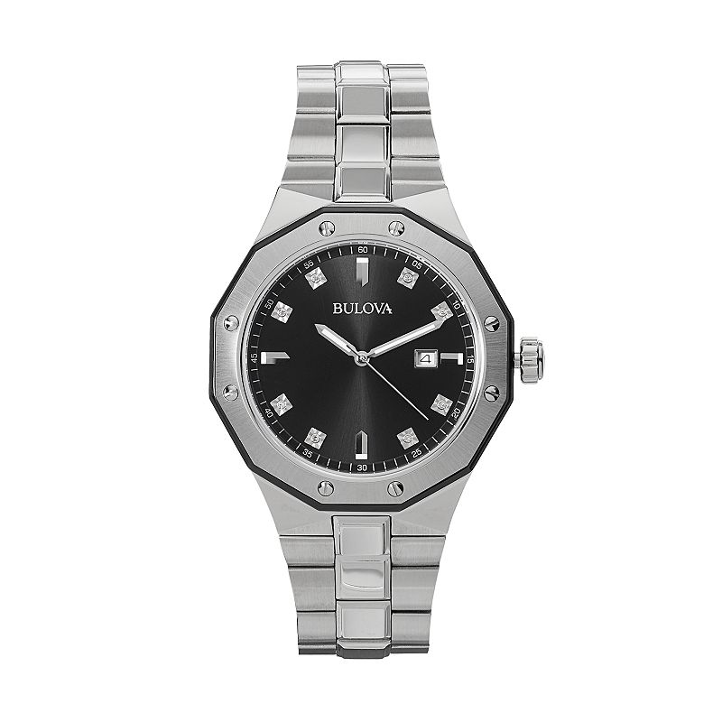 Bulova Men's Marine Star Diamond Stainless Steel Watch - 98D103, Size: 44MM, Silver Tone