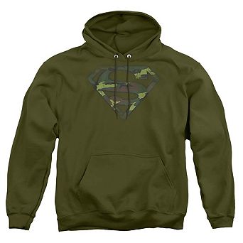 Superman Distressed Camo Shield Adult Pull Over Hoodie