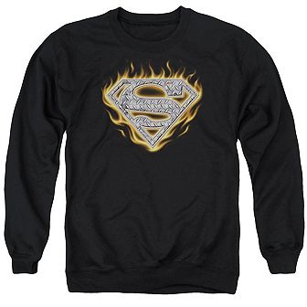 Superman Steel Fire Shield Adult Crewneck Sweatshirt