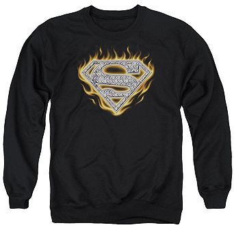 Superman Steel Fire Shield Adult Crewneck Sweatshirt
