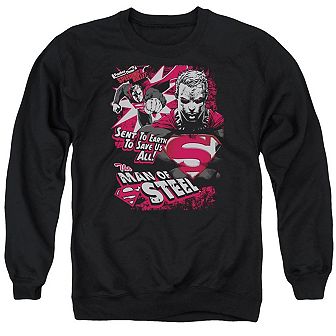 Superman Save Us All Adult Crewneck Sweatshirt