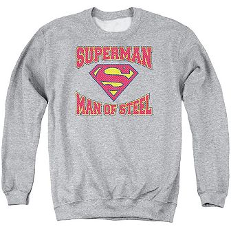 Superman Man Of Steel Jersey Adult Crewneck Sweatshirt