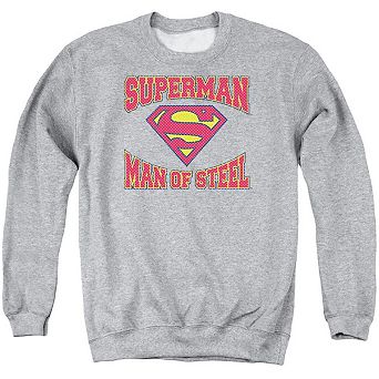 Superman Man Of Steel Jersey Adult Crewneck Sweatshirt