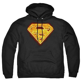 Superman Hot Steel Shield Adult Pull Over Hoodie