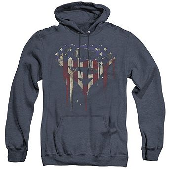 Superman Bleeding Shield Adult Heather Hoodie