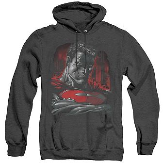 Superman Man Of Steel Adult Heather Hoodie