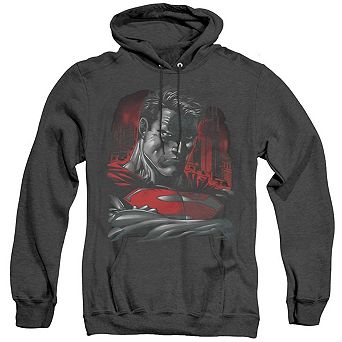 Superman Man Of Steel Adult Heather Hoodie