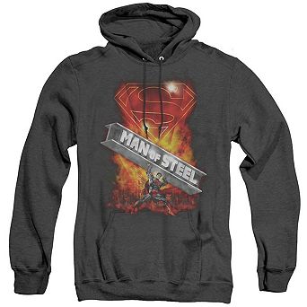 Superman Steel Girder Adult Heather Hoodie