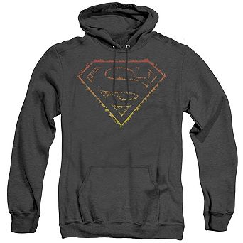 Superman Flame Outlined Logo Adult Heather Hoodie