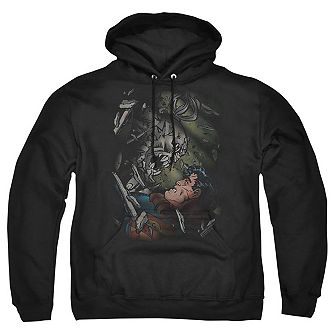 Superman Epic Battle Adult Pull Over Hoodie