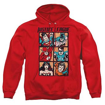 Justice League of America Rough Panels Adult Pull Over Hoodie