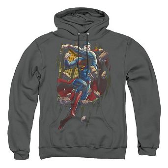 Superman Flying Determination Adult Pull Over Hoodie