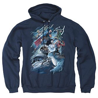 Justice League of America Ride The Lightening Adult Pull Over Hoodie
