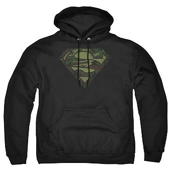 Superman Camo Logo Distressed Adult Pull Over Hoodie