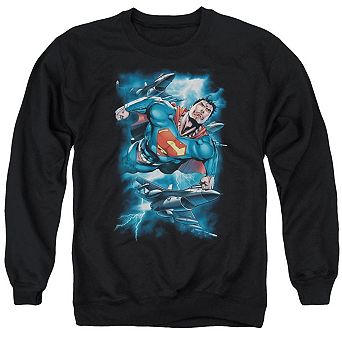 Superman Stormy Flight Adult Crewneck Sweatshirt