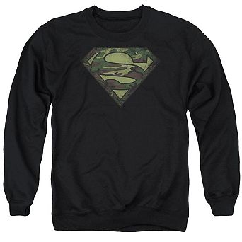 Superman Camo Logo Distressed Adult Crewneck Sweatshirt