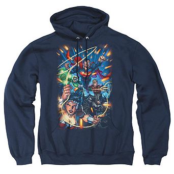 Justice League of America Under Attack Adult Pull Over Hoodie