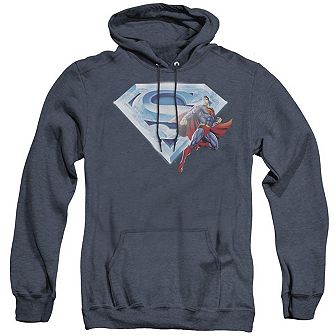 Superman Superman & Crystal Logo Adult Heather Hoodie