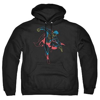 Superman Neon Superman Adult Pull Over Hoodie