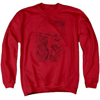 Superman In The City Adult Crewneck Sweatshirt