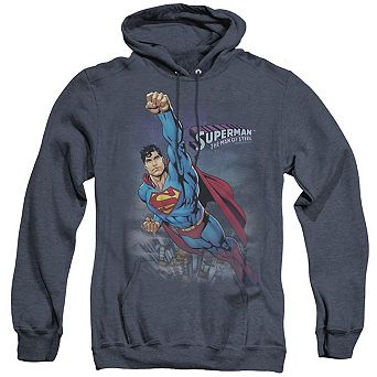 Superman Twilight Flight Adult Heather Hoodie