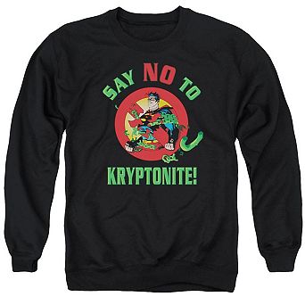 Superman Say No To Kryptonite Adult Crewneck Sweatshirt