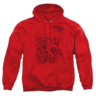 Superman In The City Adult Pull Over Hoodie