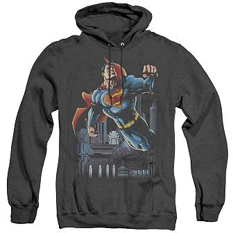 Superman Night Fight Adult Heather Hoodie
