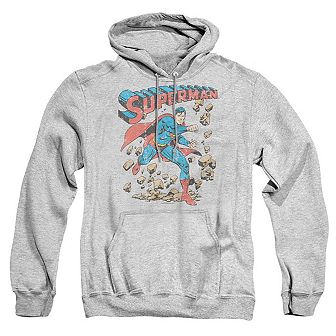 Superman Mad At Rocks Adult Pull Over Hoodie