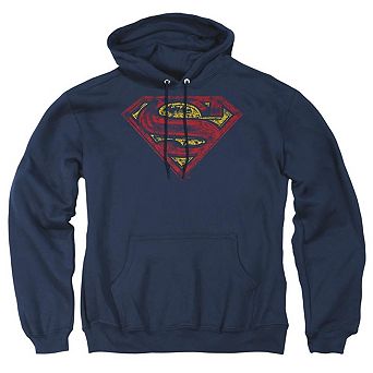 Superman S Shield Rough Adult Pull Over Hoodie