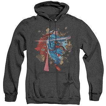 Superman Rock Breaker Adult Heather Hoodie