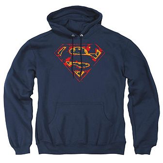 Superman Super Distressed Adult Pull Over Hoodie