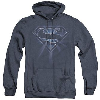 Superman Glowing Shield Adult Heather Hoodie