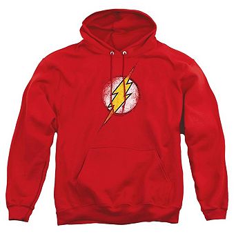 Justice League of America Destroyed Flash Logo Adult Pull Over Hoodie