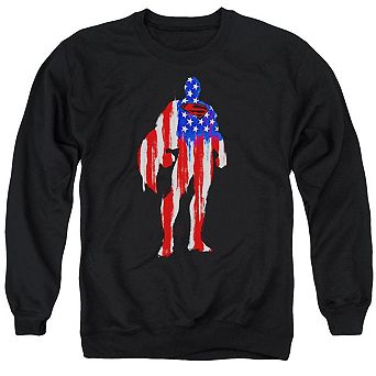 Superman Flag Silhouette Adult Crewneck Sweatshirt