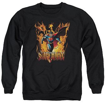 Superman Through The Fire Adult Crewneck Sweatshirt