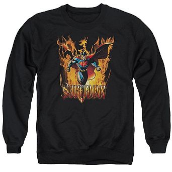 Superman Through The Fire Adult Crewneck Sweatshirt