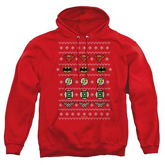 Justice League Of America Justice Shields Christmas Sweater Adult Pull Over Hoodie