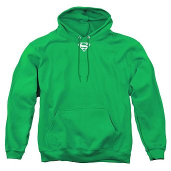 Superman Green & White Shield Adult Pull Over Hoodie