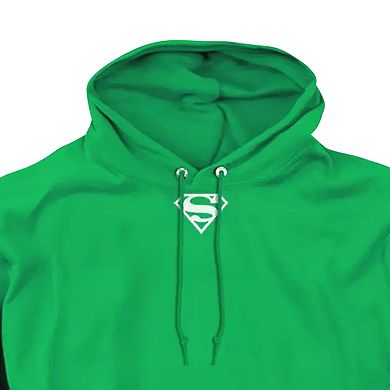 Superman Green & White Shield Adult Pull Over Hoodie