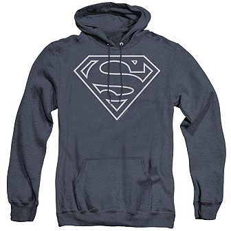 Superman Navy & White Shield Adult Heather Hoodie