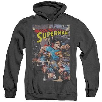 Superman Action One Adult Heather Hoodie