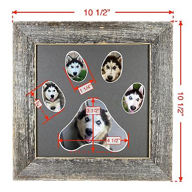 Rustic Farmhouse Paw Collage Series Reclaimed Wood Picture Frame With 5 Openings