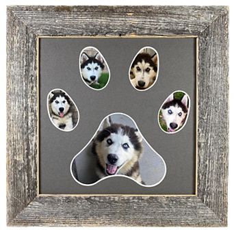 Rustic Farmhouse Paw Collage Series Reclaimed Wood Picture Frame With 5 Openings