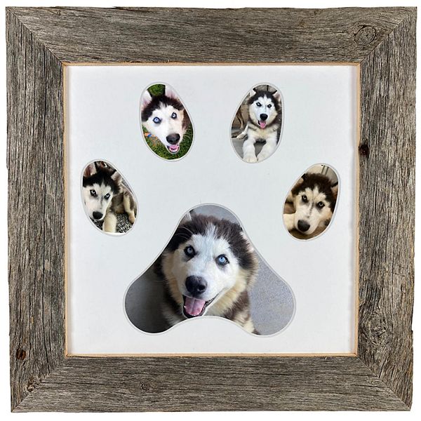 Rustic Farmhouse Paw Collage Series Reclaimed Wood Picture Frame With 5